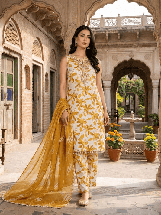 Dandelion - Bana Dori Lawn with Chiffon Dupatta